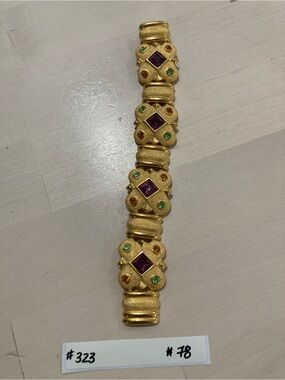 Gold-Tone Bracelet with Purple and Green Accents